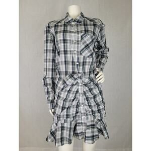 Veronica Beard Western Style Mini Dress Pearl Snap Buttons Plaid Women's Sz 6